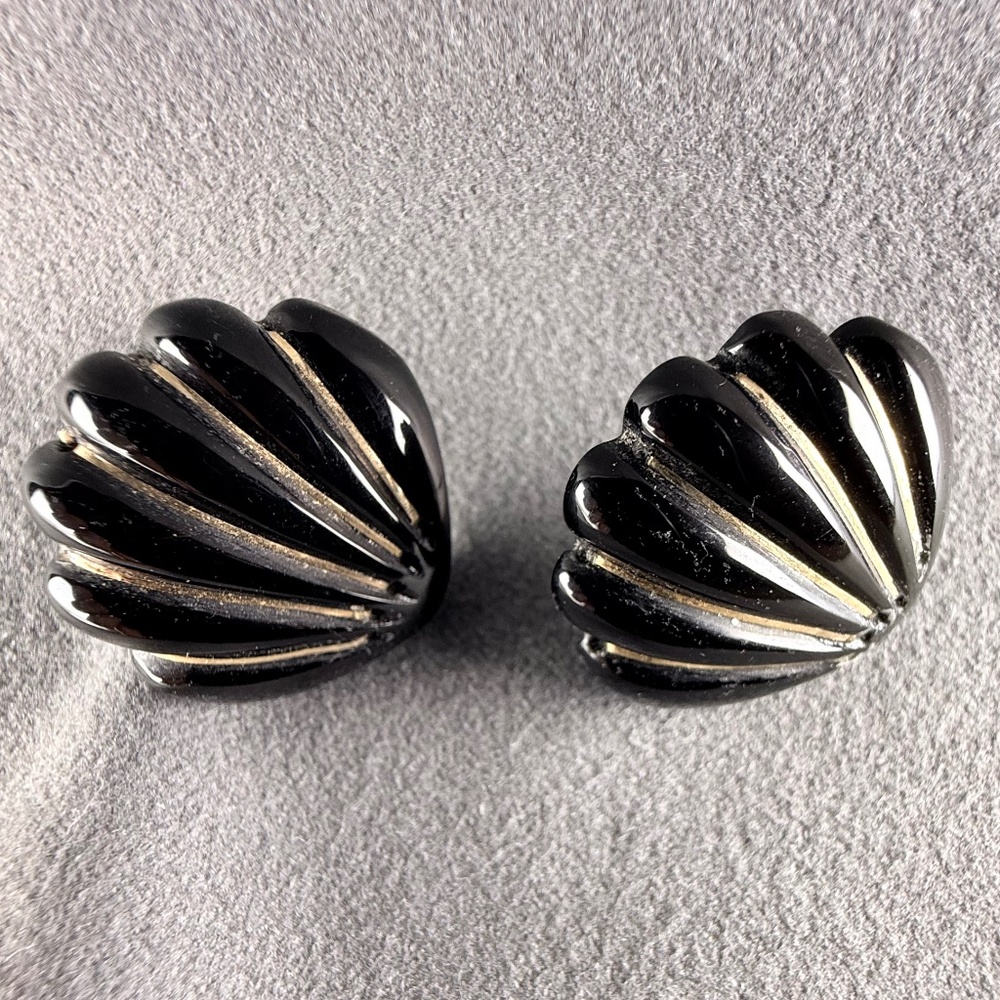 Vintage Black and 14K Gold Earrings